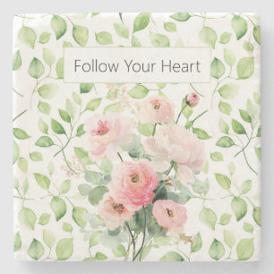 Pretty Pink Ranunculus Flowers  Stone Coaster