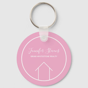 Pretty Pink Real Estate Agent Personalized Realtor Keychain