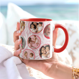 Pretty pink & Red Floral Photo Mug
