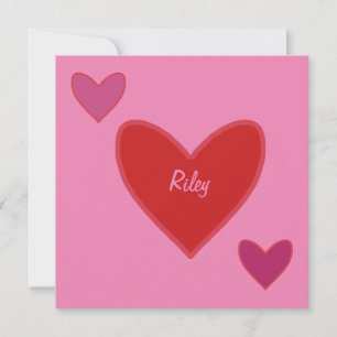 Pretty Pink &  Red Hearts Valentine’s Day Card