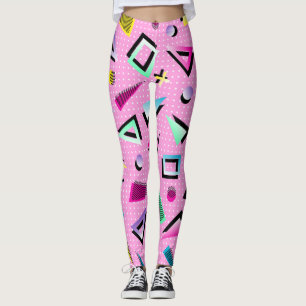 Pretty Pink Retro Pattern 80s Leggings