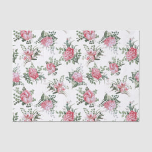 Pretty Pink Romantic Flowers and Ferns Tissue Paper