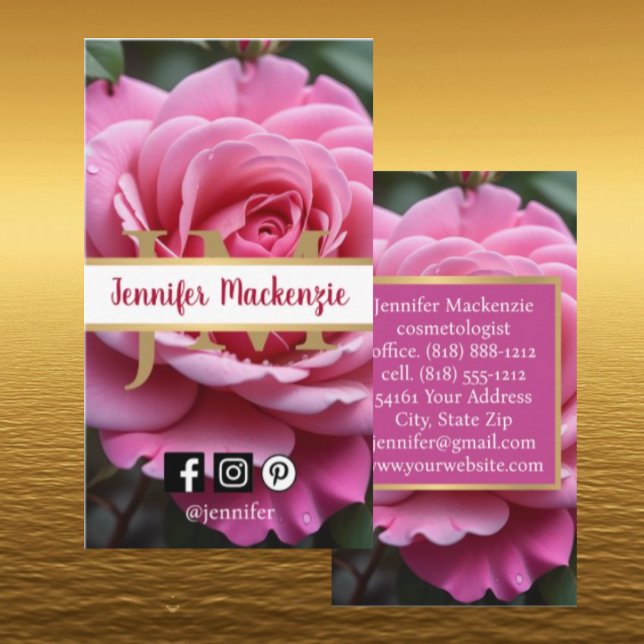 Pretty Pink Rose AI Generated  Business Card (Creator Uploaded)