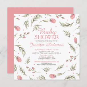 Pretty Pink Rose Baby Shower Invitation