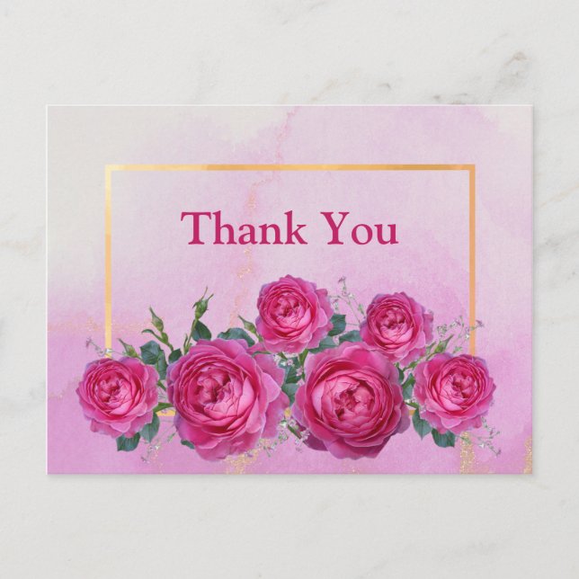 Pretty Pink Rose Bouquet Floral Postcard (Front)