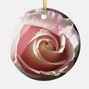 Pretty pink rose ceramic ornament
