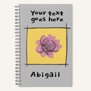 Pretty pink rose doodle, your title and name notebook