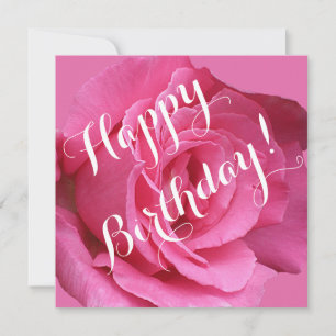 Pretty pink rose floral beautiful Happy Birthday Holiday Card