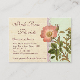 Pretty Pink Rose Garden Florist Business Card
