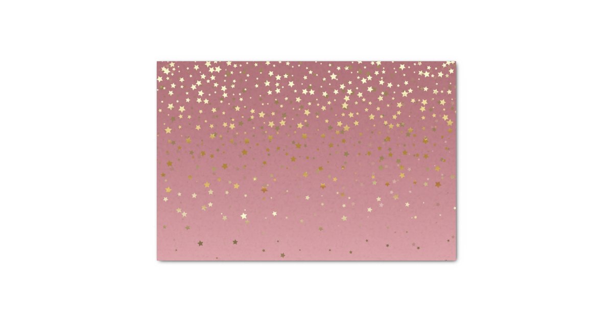 Pretty Pink Rose Gold Background And Glitter Stars Tissue Paper Zazzle Ca