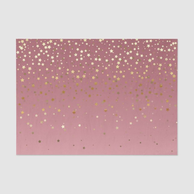 Pretty Pink Rose Gold Background And Glitter Stars Tissue Paper (Front)