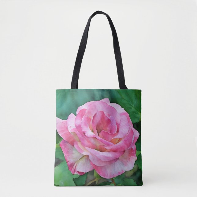 Pretty Pink Rose in a Garden Art Tote Bag (Front)