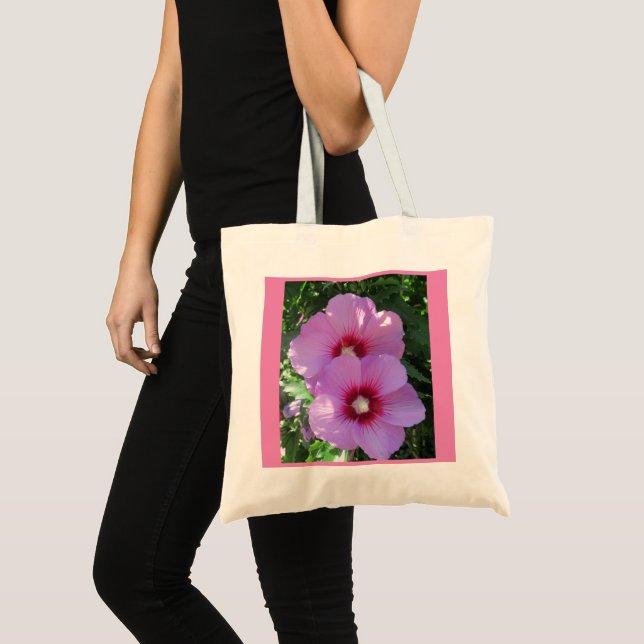 Pretty Pink Rose of Sharon Photo Tote Bag (Front (Product))
