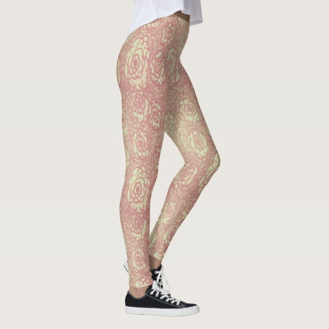 Pretty Pink Rose Pattern Leggings (Right)