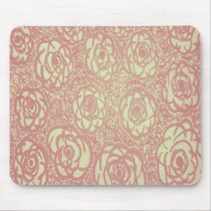 Pretty Pink Rose Pattern Mouse Pad