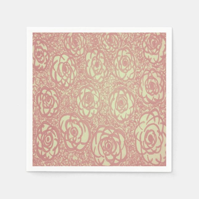 Pretty Pink Rose Pattern Napkin (Front)
