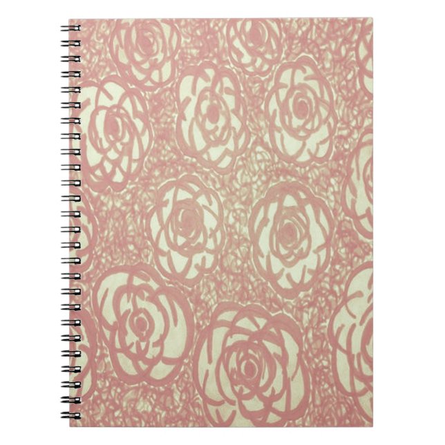 Pretty Pink Rose Pattern Notebook (Front)