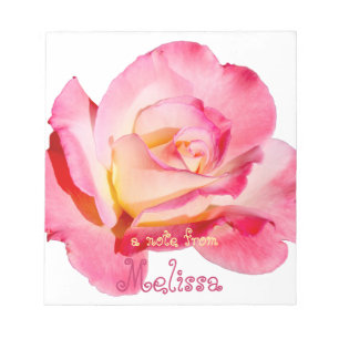 Pretty Pink Rose Personalized Notepad