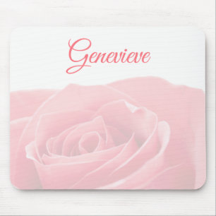 Pretty Pink Rose Personalized with Name Mouse Pad
