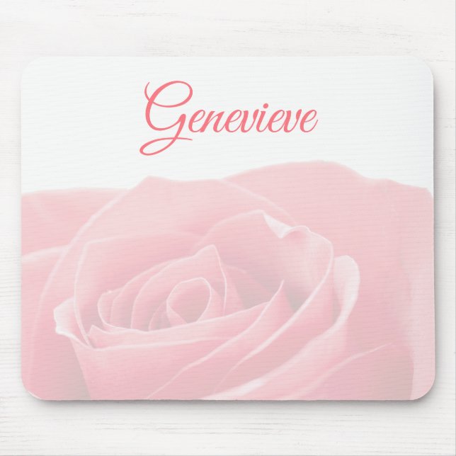 Pretty Pink Rose Personalized with Name Mouse Pad (Front)
