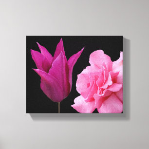 Pretty pink rose tulip flower simple modern floral canvas print