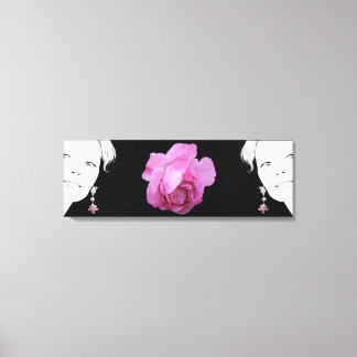 Pretty pink rose twin girls fashion illustration canvas print