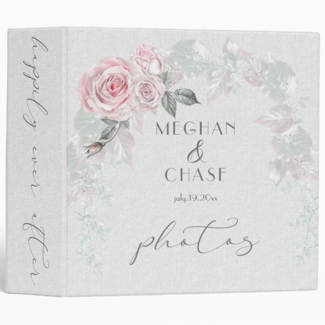 Pretty Pink Rose Wedding Arch Binder (Front/Spine)