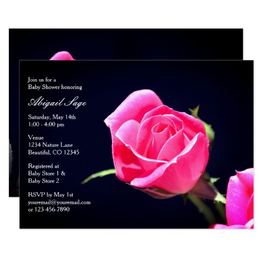 Pretty Pink Rosebud Baby Shower Invitation ~ Girls