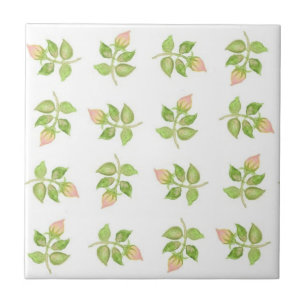 Pretty Pink Rosebud Ceramic Tile