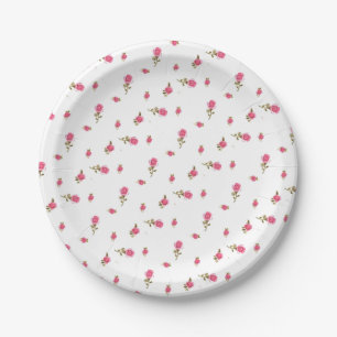 Pretty Pink Rosebud Paper plates Personalized