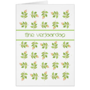 Pretty Pink Rosebuds Dutch Greeting Birthday Card
