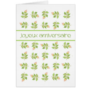 Pretty Pink Rosebuds French Greeting Birthday