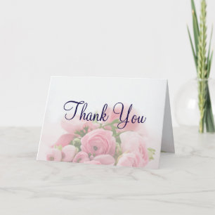 Pretty Pink Roses Bouquet Thank You Card