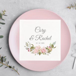 Pretty Pink Roses Bouquet  Wedding Paper   Napkin