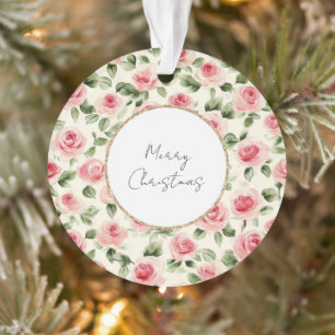 Pretty Pink Roses Christmas Ornament