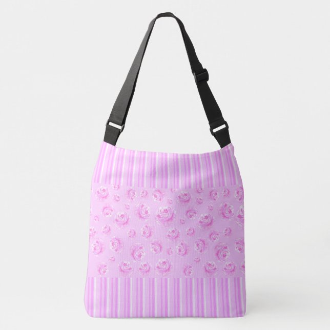 Pretty Pink Roses Crossbody Bag (Front)