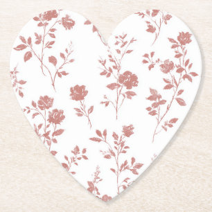 Pretty Pink Roses Floral Bridal Shower Paper Coaster
