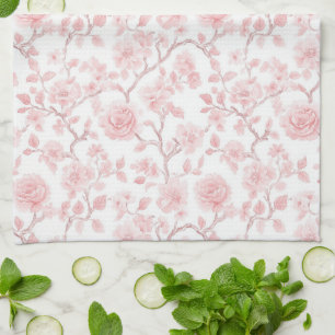 Pretty Pink Roses Floral Kitchen Towel