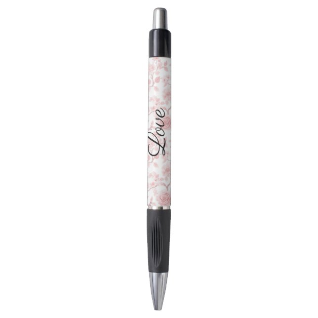 Pretty Pink Roses Floral Love Pen (Front Vertical)