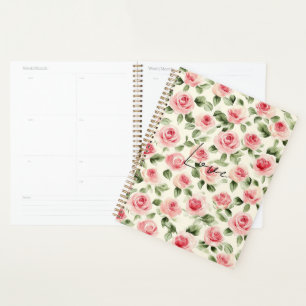 Pretty Pink Roses Floral Planner