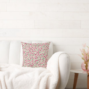 Pretty Pink Roses Floral Throw Pillow