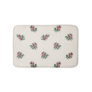Pretty Pink Roses Girly Vintage Wallpaper Pattern Bath Mat