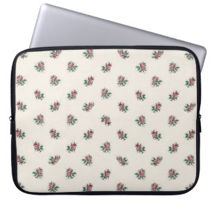Pretty Pink Roses Girly Vintage Wallpaper Pattern Laptop Sleeve