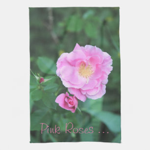 Pretty Pink Roses Kitchen Towel