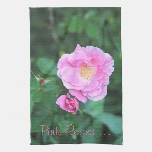 Pretty Pink Roses Kitchen Towel (Vertical)