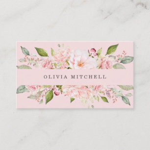 Pretty Pink Roses on Blush Pink Floral Business Card