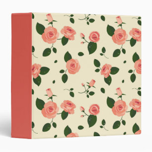 Pretty Pink Roses Pastel Pink Pattern Binder