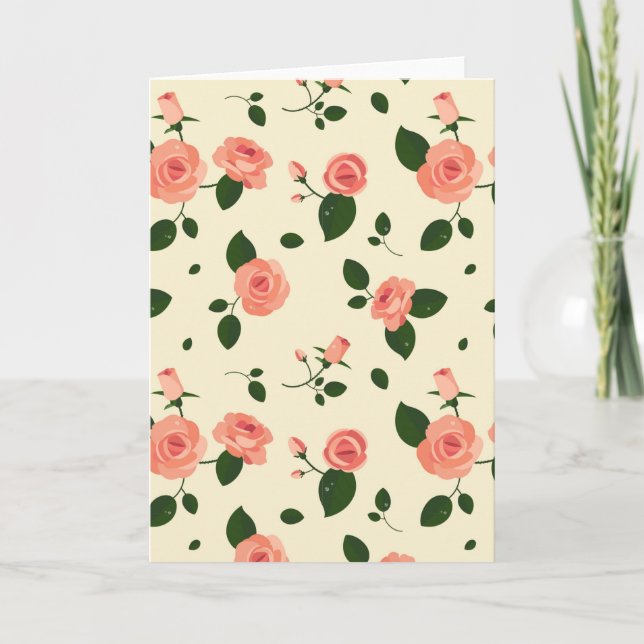 Pretty Pink Roses Pastel Pink Pattern Card (Front)