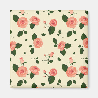 Pretty Pink Roses Pastel Pink Pattern Magnet