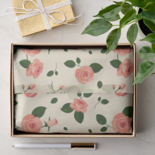 Pretty Pink Roses Pastel Pink Pattern Tissue Paper